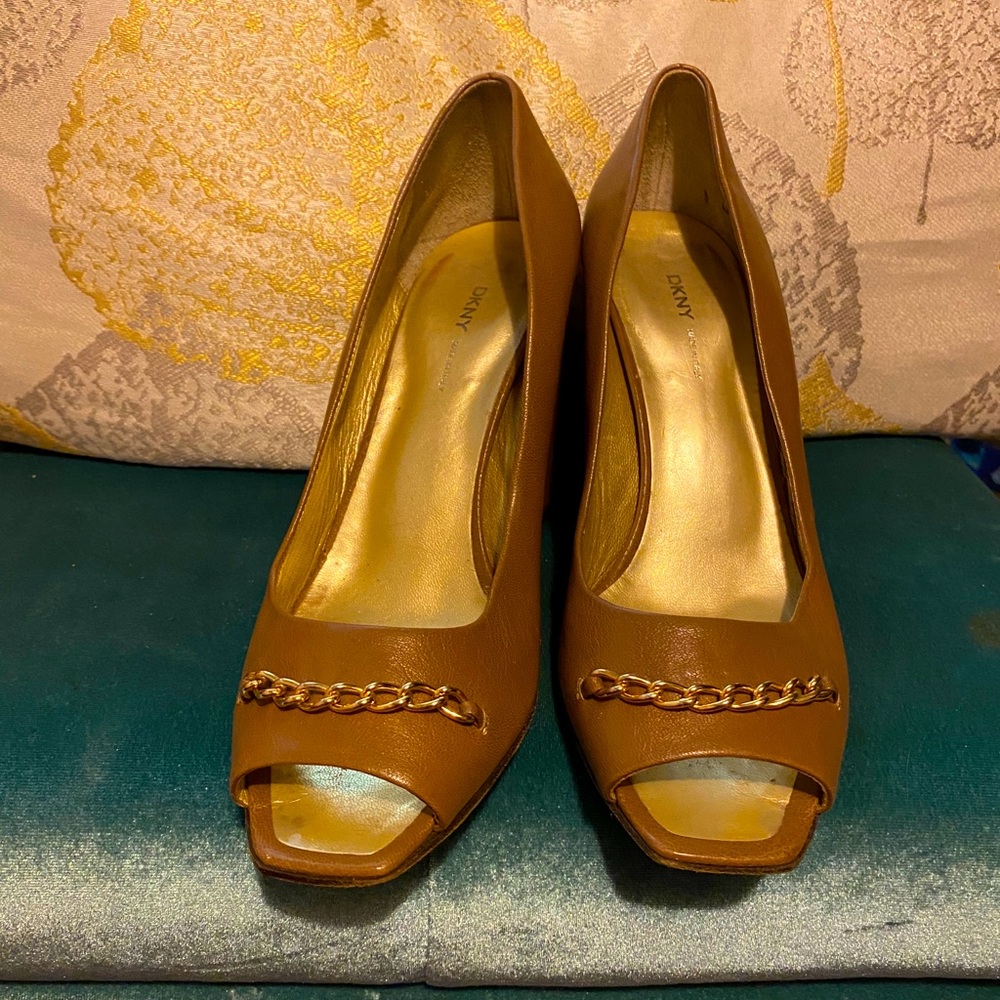 DKNY Block Heel Peep Toe Shoes